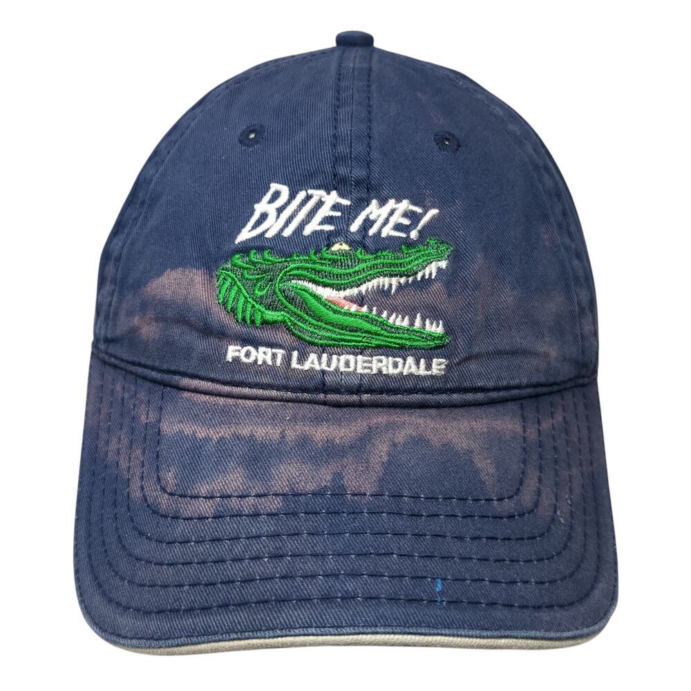 Bite Me Fort Lauderdale Strapback Baseball Cap Blue One Size Embroidered Sherry